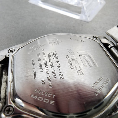 Casio Edifice EFA-122 Watch Men 41mm Analog Digital Steel Rectangle New Battery
