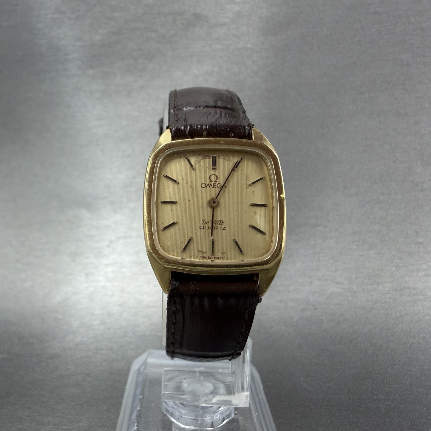 Omega De Ville Tank Watch Women 22mm Gold Dial Gold Tone Cal 1365 VTG PARTS6