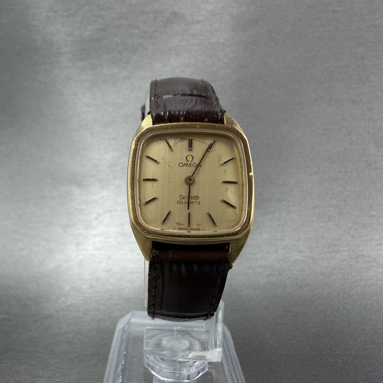 Omega De Ville Tank Watch Women 22mm Gold Dial Gold Tone Cal 1365 VTG PARTS6