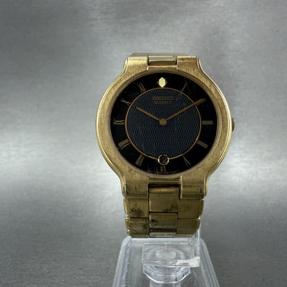 Seiko Watch Men 33mm Black Dial Gold Tone Date Round 5Y391029 New Battery5