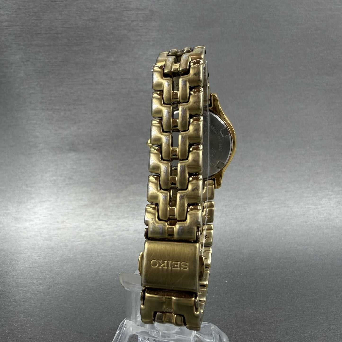Seiko Watch Women 26mm Champagne Dial Gold Tone Date Round 7n820599 New Batt AB6