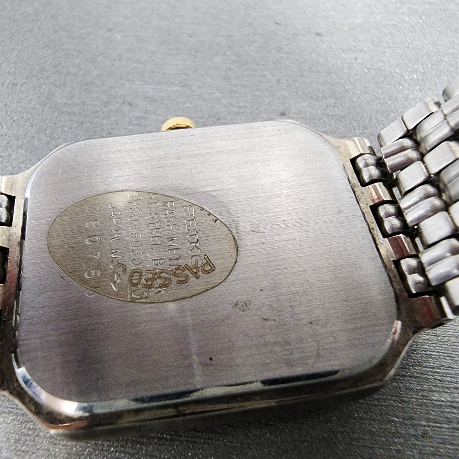 Seiko Tank Watch Men 27mm White Dial Two Tone 5y305d60 PARTS10