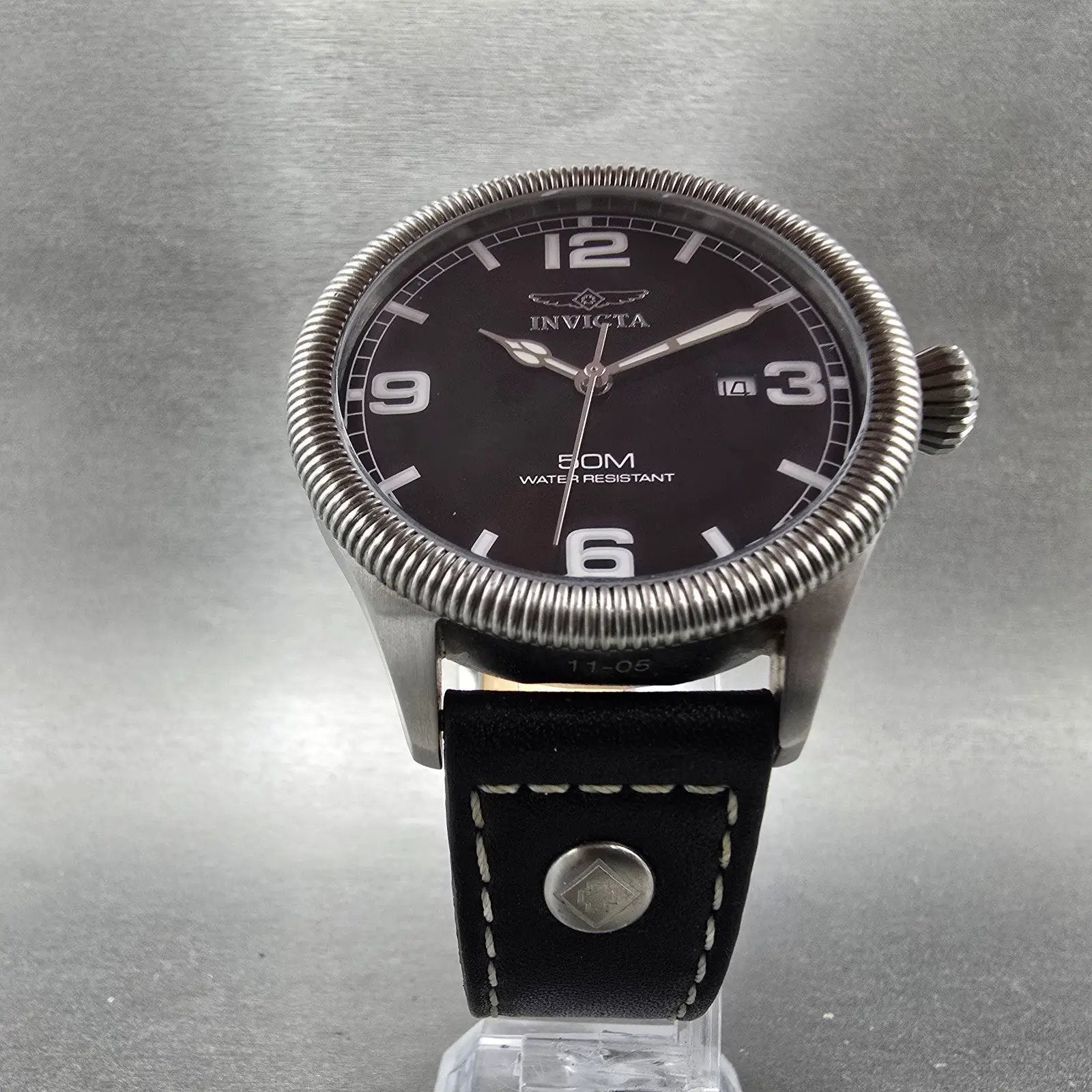 Invicta Watch Men 45mm Brown Dial Silver Tone Date Round 1461 new Battery5