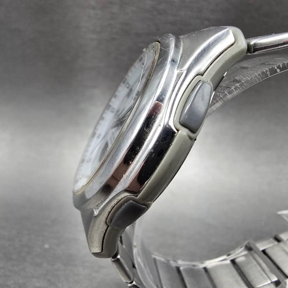 Casio Wave Ceptor Watch Men 42mm White Dial Steel Solar Analog Digital Works JDM2