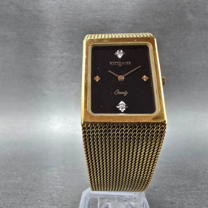 Wittnauer Watch Men 23mm Black Dial Gold Tone Rectangle SO2360 9782 New Battery5