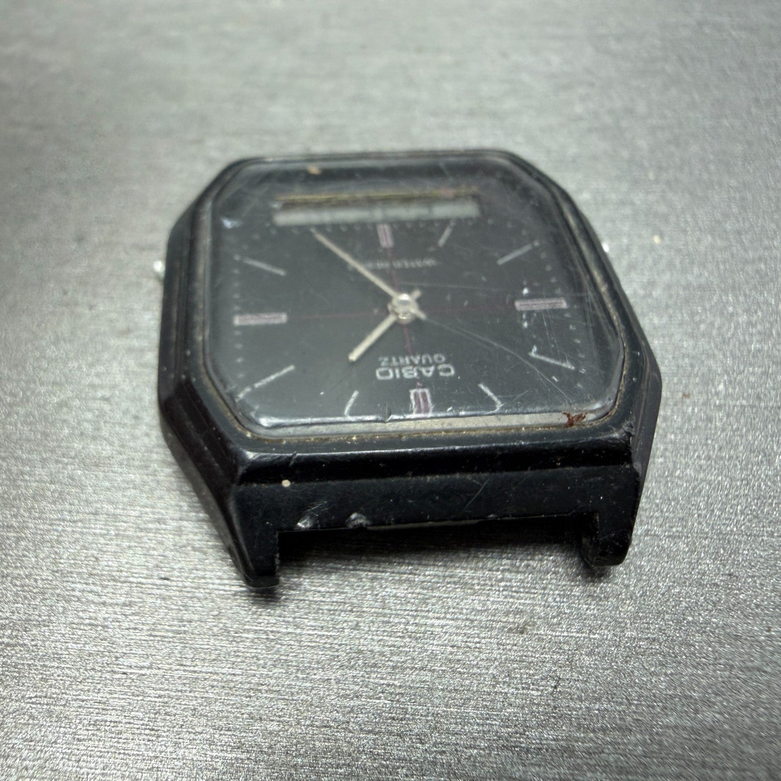 Casio AQ-8W Watch Men 33mm Analog Digital Black Octagon LCD VTG PARTS4