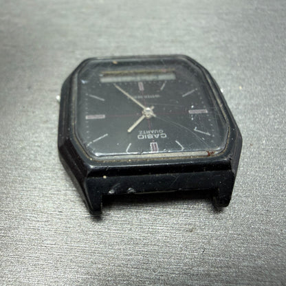 Casio AQ-8W Watch Men 33mm Analog Digital Black Octagon LCD VTG PARTS4