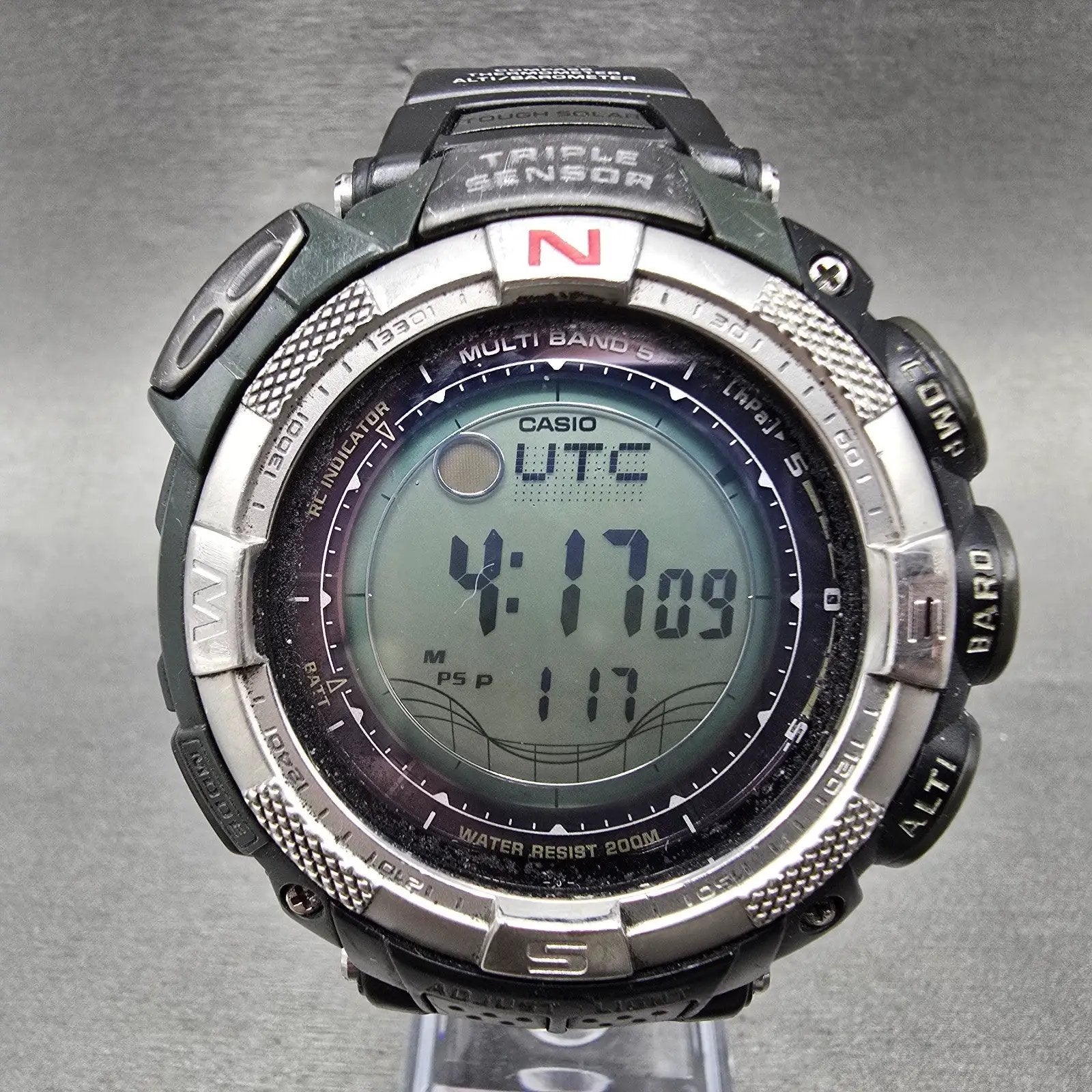 Casio Pro Trek PAW-1500 Watch Men 52mm Black Solar Triple Sensor Alarm Round0
