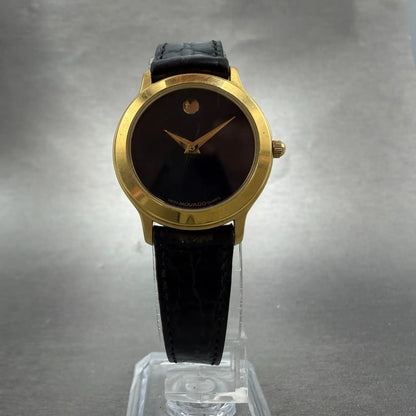 Movado Museum Watch Women 26mm Black dial Gold Tone 87-EA-0814 New Battery VTG5
