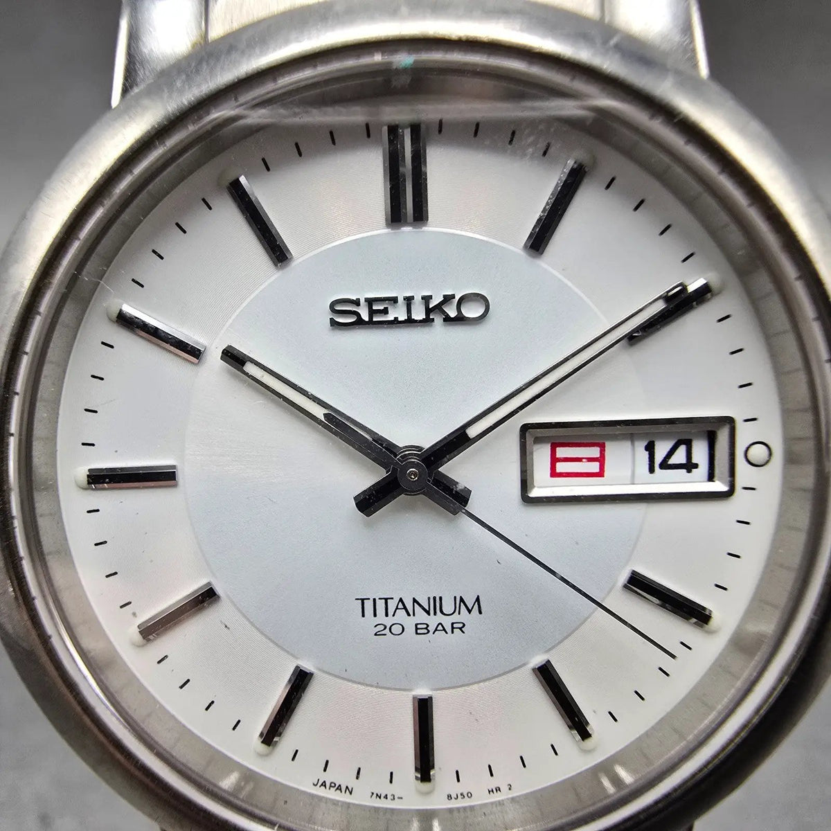 Seiko Watch Men 35mm White Dial Titanium Daydate Round 7N43-7B80 PARTS2