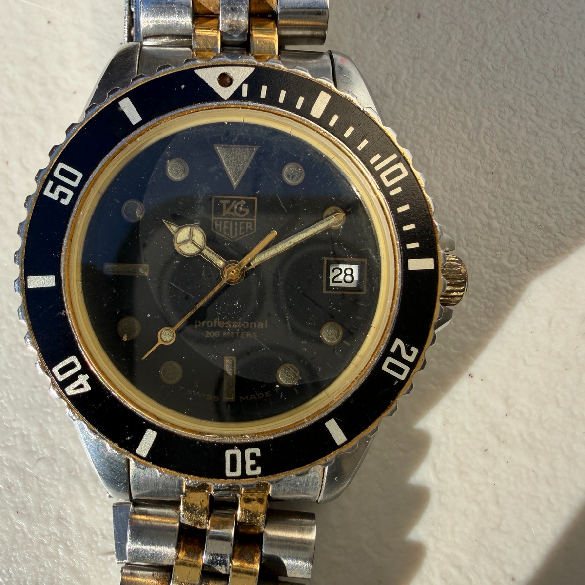 Tag Heuer Professional 200 Watch Men 38mm Black Dial Two Tone Date 980.020B PART2