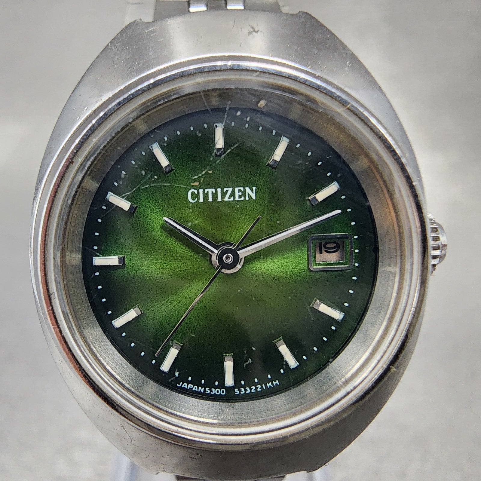 Citizen Watch Women 24mm Green Dial Silver Tone Date 4530934 Manual Wind PARTS2