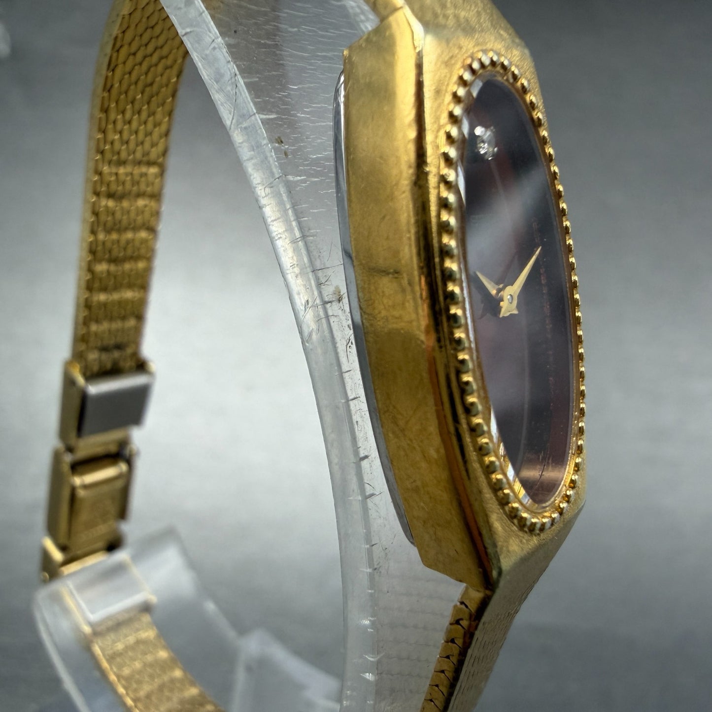 Seiko Tank Watch Women 13mm Brown Dial Gold Tone Oval 1320-5279 New Battery3
