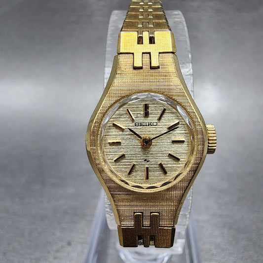 Seiko Watch Women 17mm Gold Dial Gold Tone Manual Round Runs 1106390