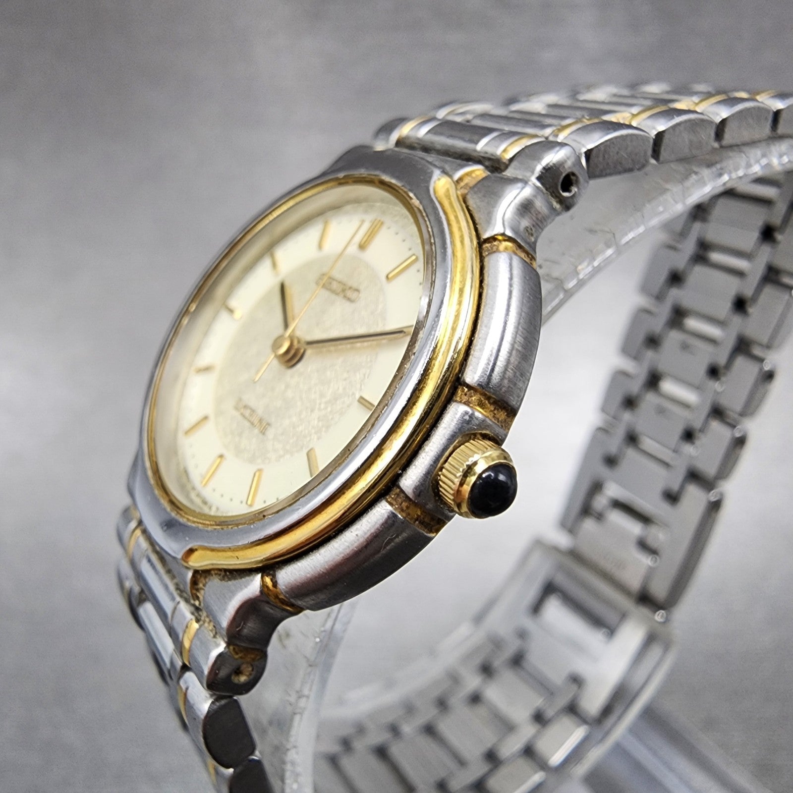 Seiko Exceline Watch Women 24mm Cream Dial Two Tone 3F310B20 New Battery Round2