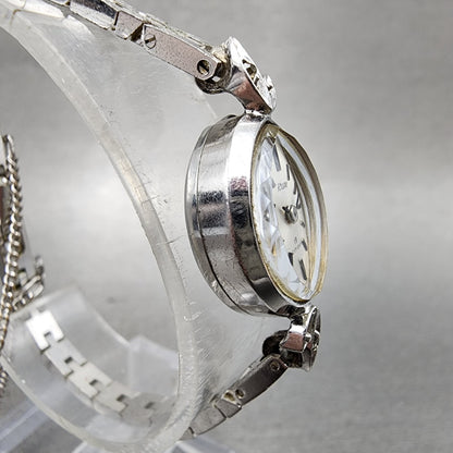 Citizen Rhone Watch Women 14mm Silver Dial White Gold Plated Oval Manual Runs3