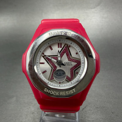 Casio Baby-G BGA-103 Watch Women 39mm Silver Dial Pink Analog Digital New batt0