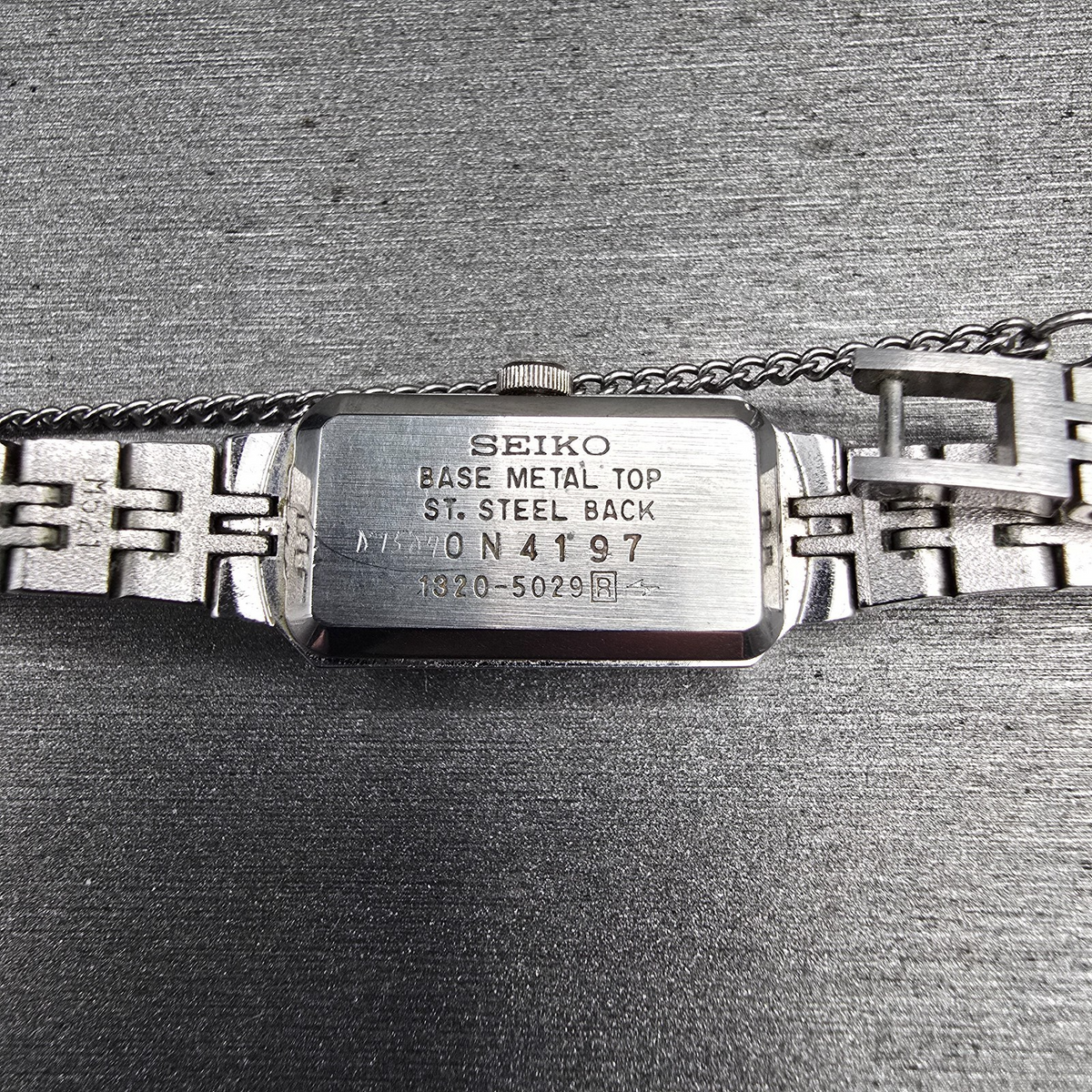 Seiko Watch Women 12mm Blue Dial Silver Rectangle 1320-5029 New Battery JP110