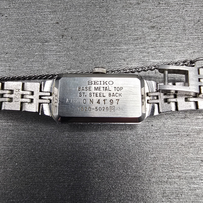 Seiko Watch Women 12mm Blue Dial Silver Rectangle 1320-5029 New Battery JP110