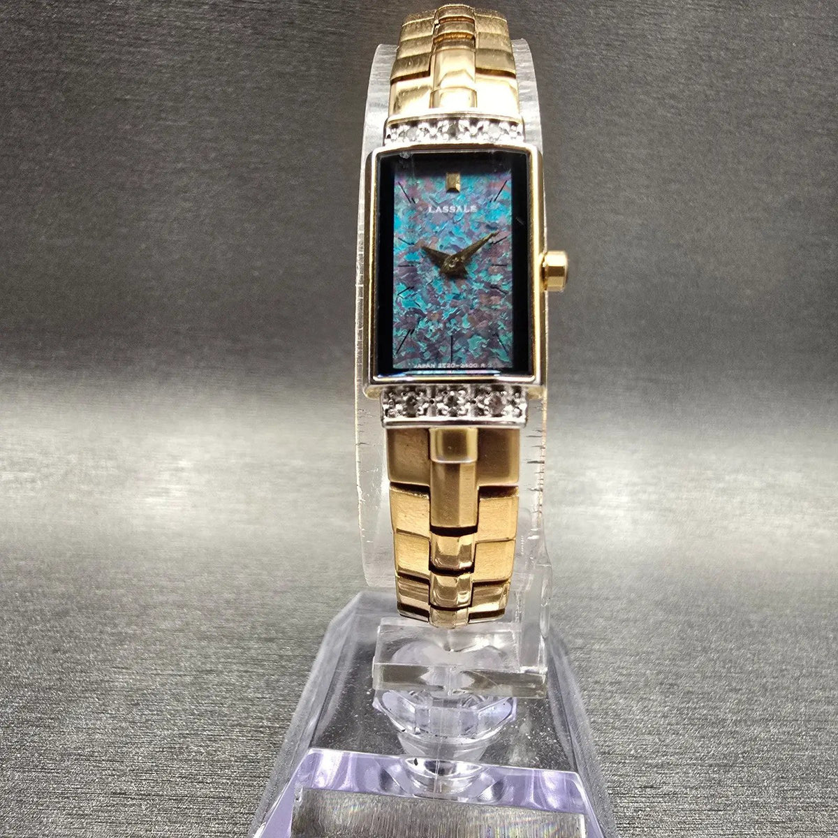 Seiko Lassale Watch Women 13mm Blue Dial Gold Tone Gemmed 2E20-6899 New Battery5