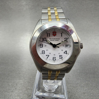 Victorinox Swiss Army Watch Women 32mm White Dial Two Tone Date Round New Batt2