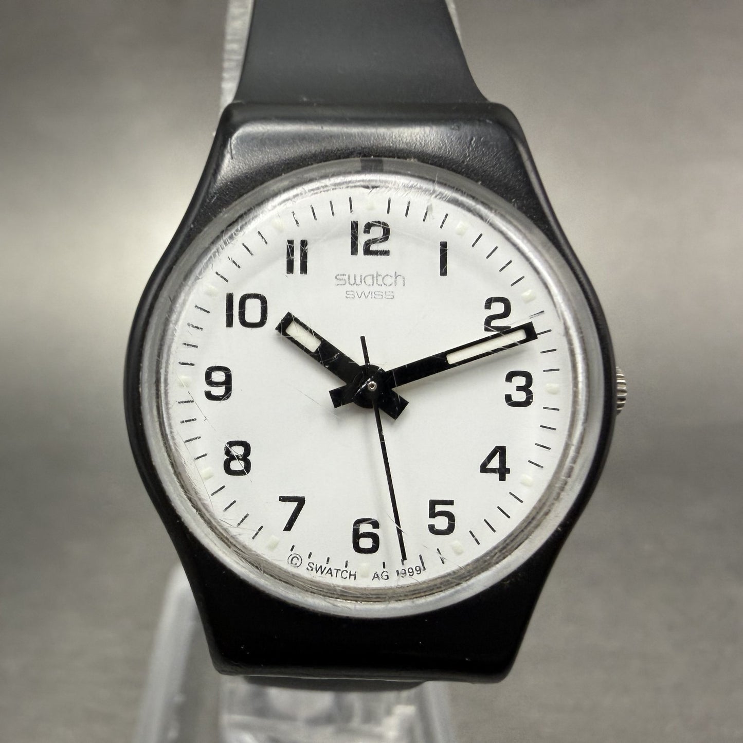 Swatch Something New Watch Women 24mm White Dial Black Tone Round LB153 NewBat0