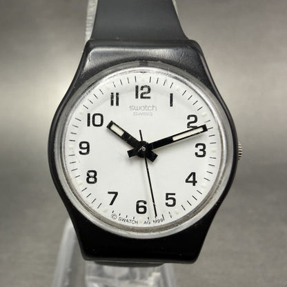 Swatch Something New Watch Women 24mm White Dial Black Tone Round LB153 NewBat0