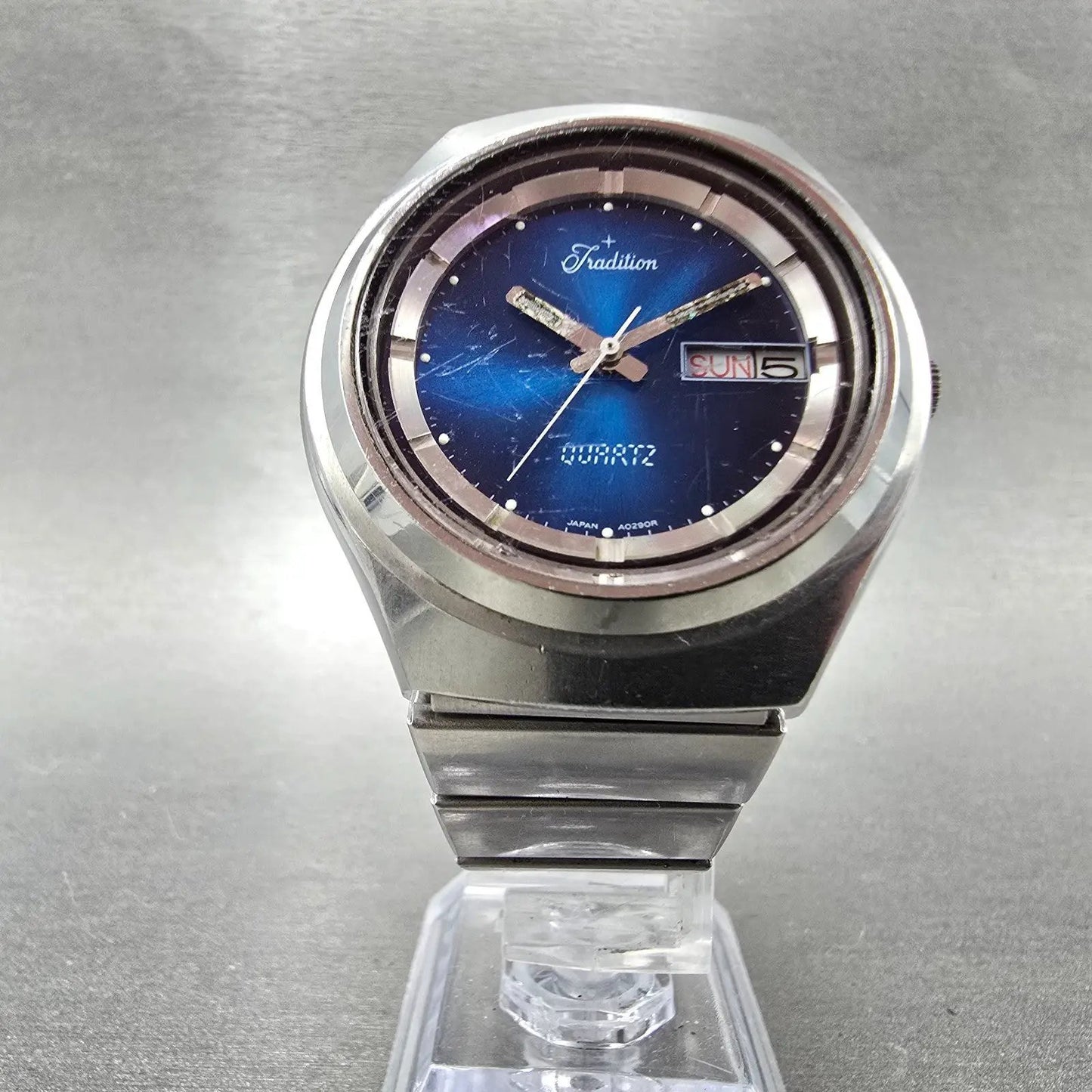 Sears Tradition Watch Men 39mm Blue Dial Steel Daydate Round New battery VIntage5