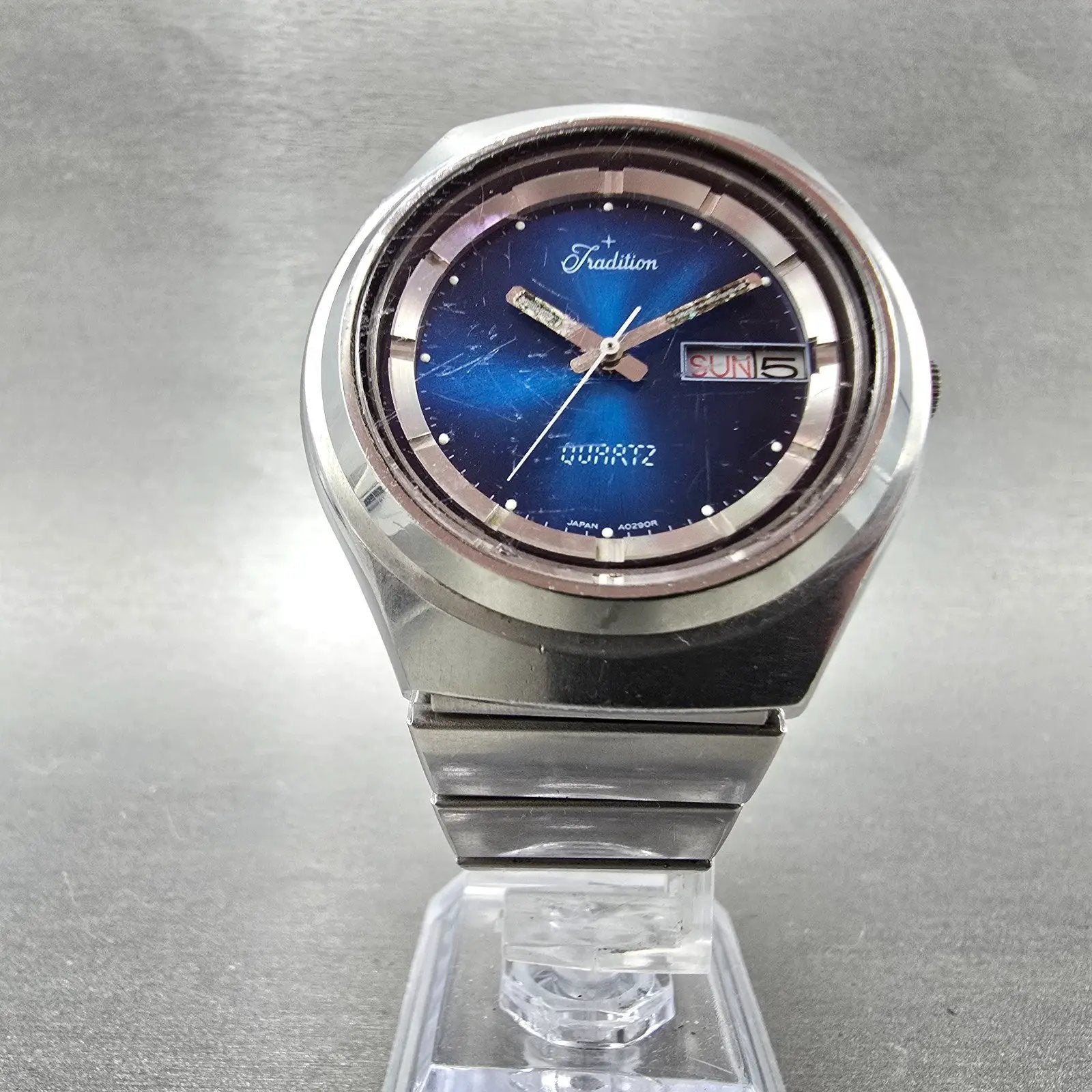 Sears Tradition Watch Men 39mm Blue Dial Steel Daydate Round New battery VIntage5