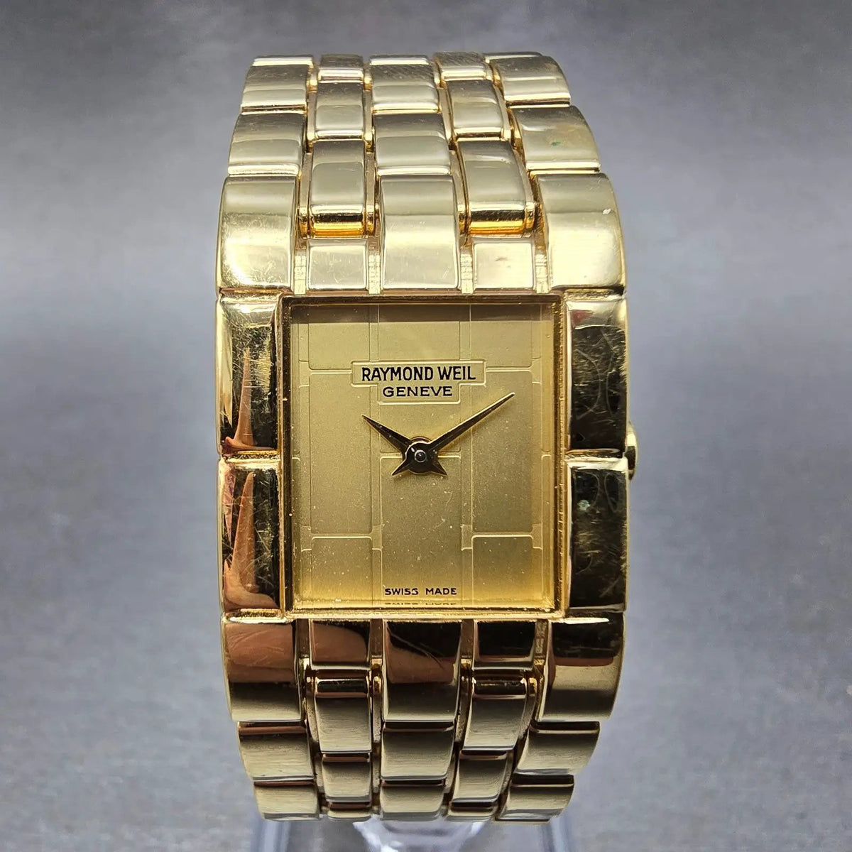 Raymond Weil Tema Watch Men 20mm Gold Dial Gold Plated Rectangle 5887 PARTS0