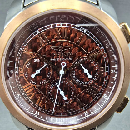 Invicta Watch Men 44mm Brown Dial Two Tone Daydate Round 4060 New Battery1
