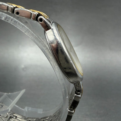 Seiko Watch Women 17mm White Dial Two Tone Oval Vintage V400-1029 New Battery GH3