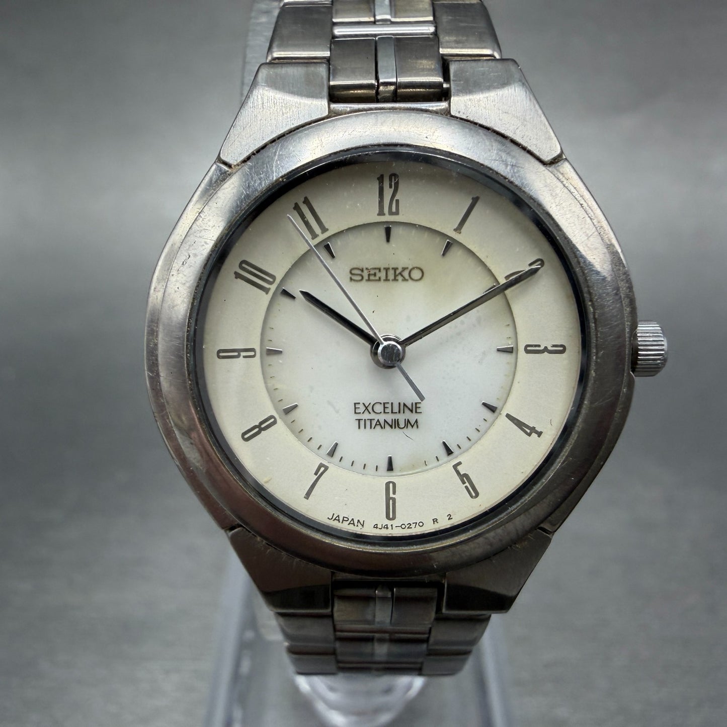 Seiko Exceline Watch Women 26mm White Dial Titanium Round 4J41-0140 New Battery0