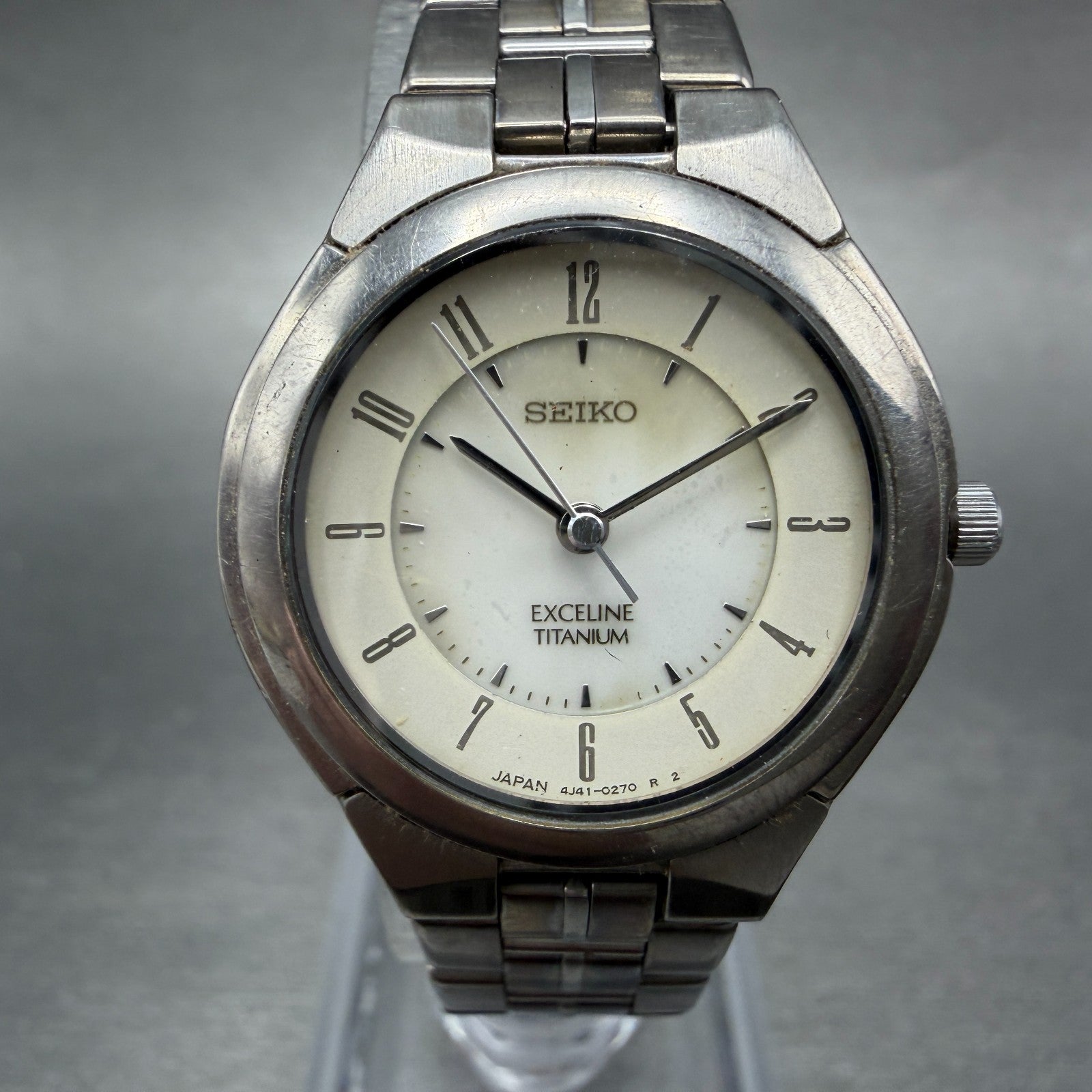 Seiko Exceline Watch Women 26mm White Dial Titanium Round 4J41-0140 New Battery0