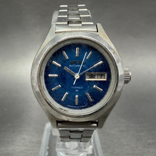 Seiko Automatic Watch Women 26mm Blue Dial Silver Tone Daydate 2206-0530 PARTS0