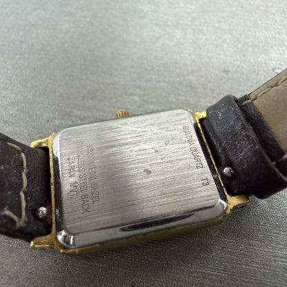 Bulova Tank Watch Women 18mm Champagne Dial Gold Tone 97L48 New Battery9