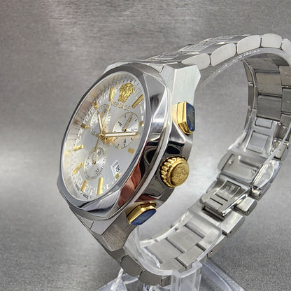 Versace Meduase Chronograph Watch Women 40mm White Dial Steel Date VE3CA0523