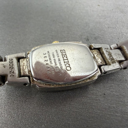 Seiko Watch Women 16mm Black Dial Two Tone Rectangle VTG 1N00-0GA0 New Battery9
