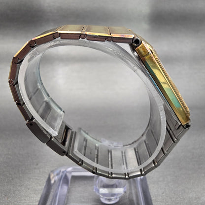 Seiko Watch Men 28mm Gold Dial Gold Tone Date Rectangle 9029-5009 New Battery8