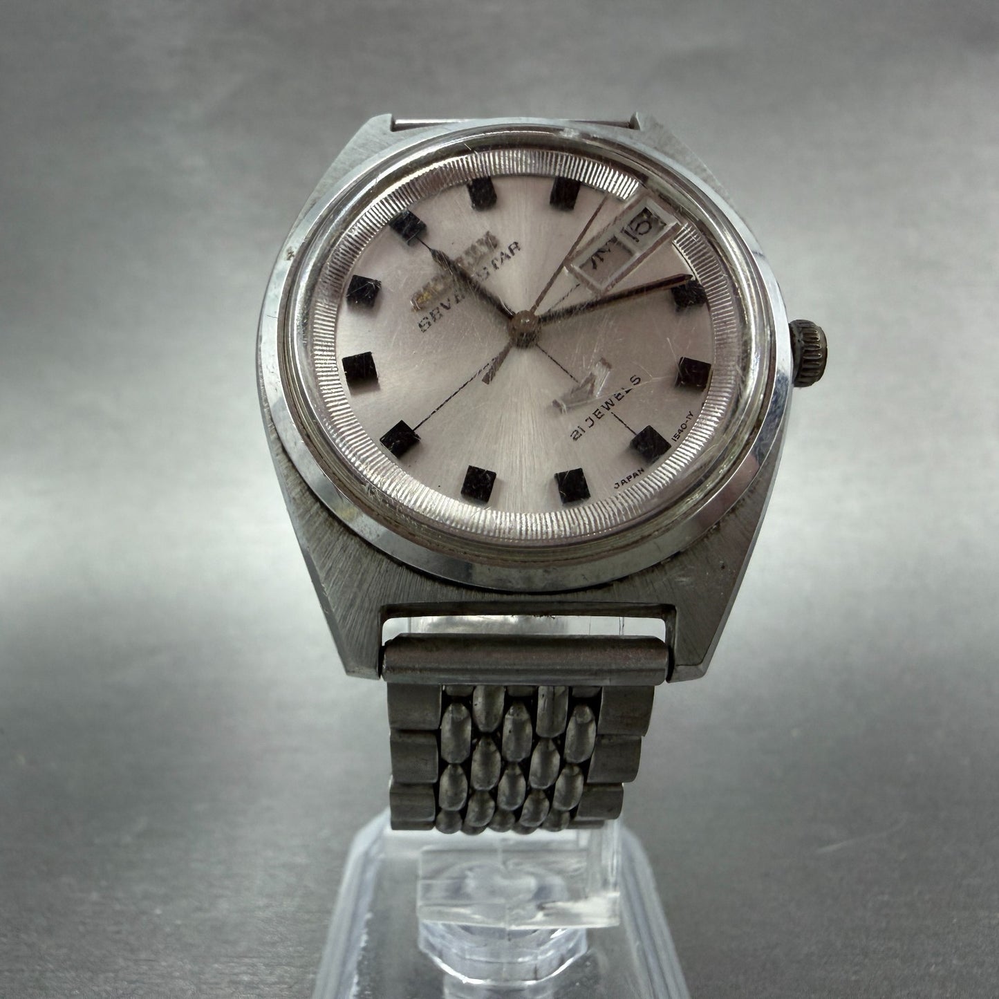 Citizen Seven Star Watch Men 36mm White Dial Silver Tone Daydate Automatic READ!5