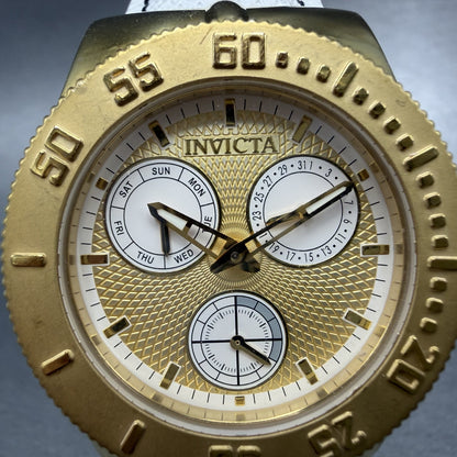 Invicta Wildflower Watch Women 37mm Gold Dial Gold Tone Daydate 5924 New Batt1