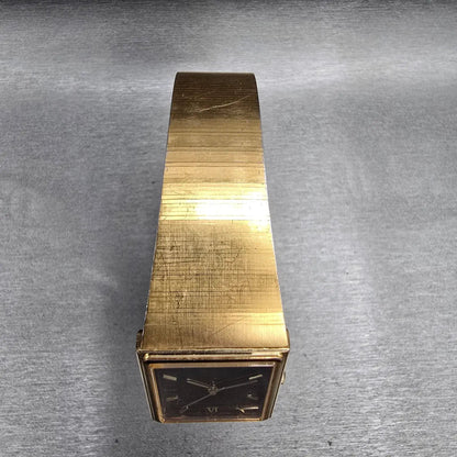 Seiko Tank Watch Men 24mm Black Dial Gold Tone Rectangle 5P32-5239 New Battery4