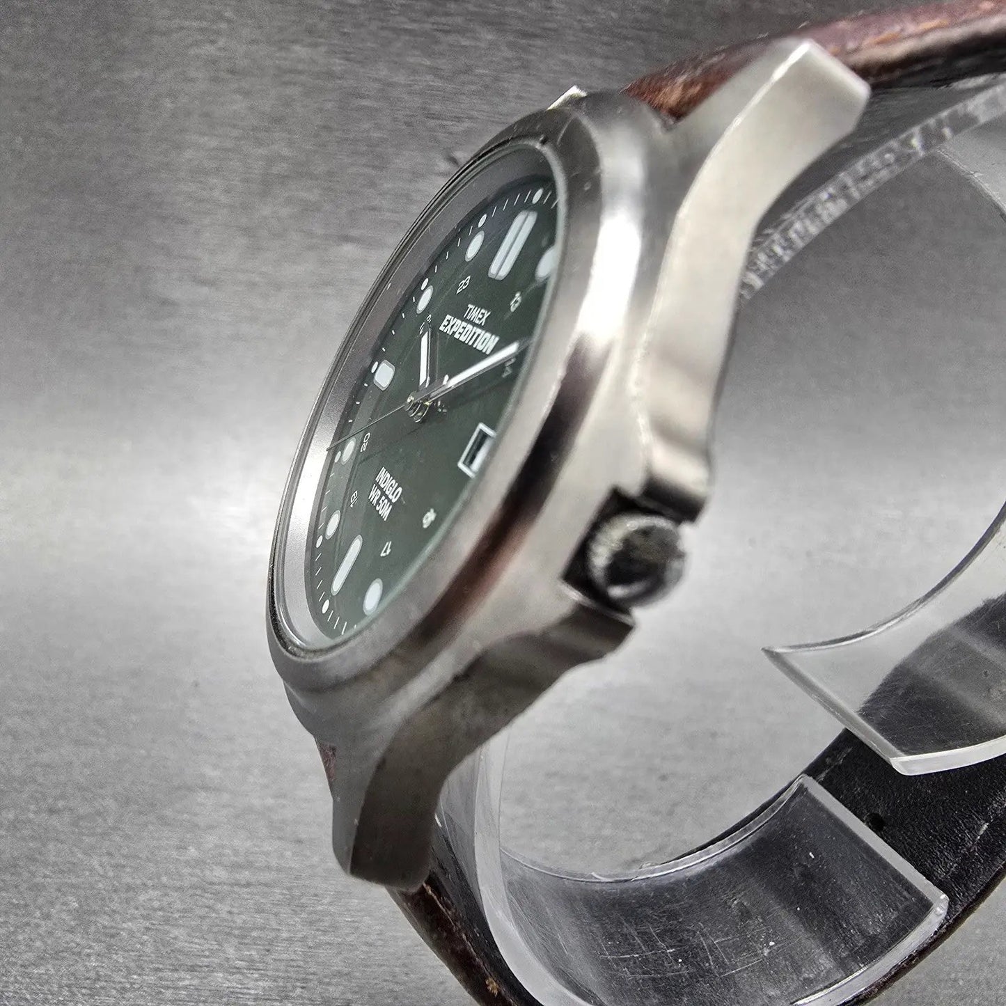 Timex Expedition Watch Men 39mm Green Gray Tone Date Round New Battery2