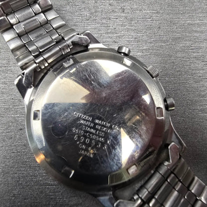 Citizen Chronograph Watch Men 39mm Black Dial Silver Tone 0510-C50545 New Batt10