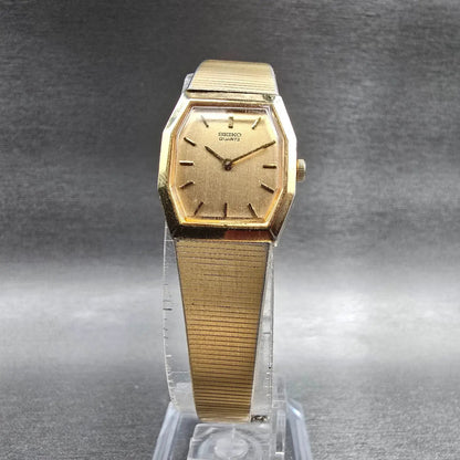 Seiko Watch Women 18mm Gold Dial Gold Tone Octagon 2C20-5840 New Battery Vintage5