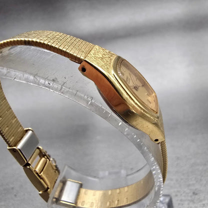 Seiko Watch Women 16mm Gold Dial Gold Tone Oval 2C21-5140 New Battery Vintage3