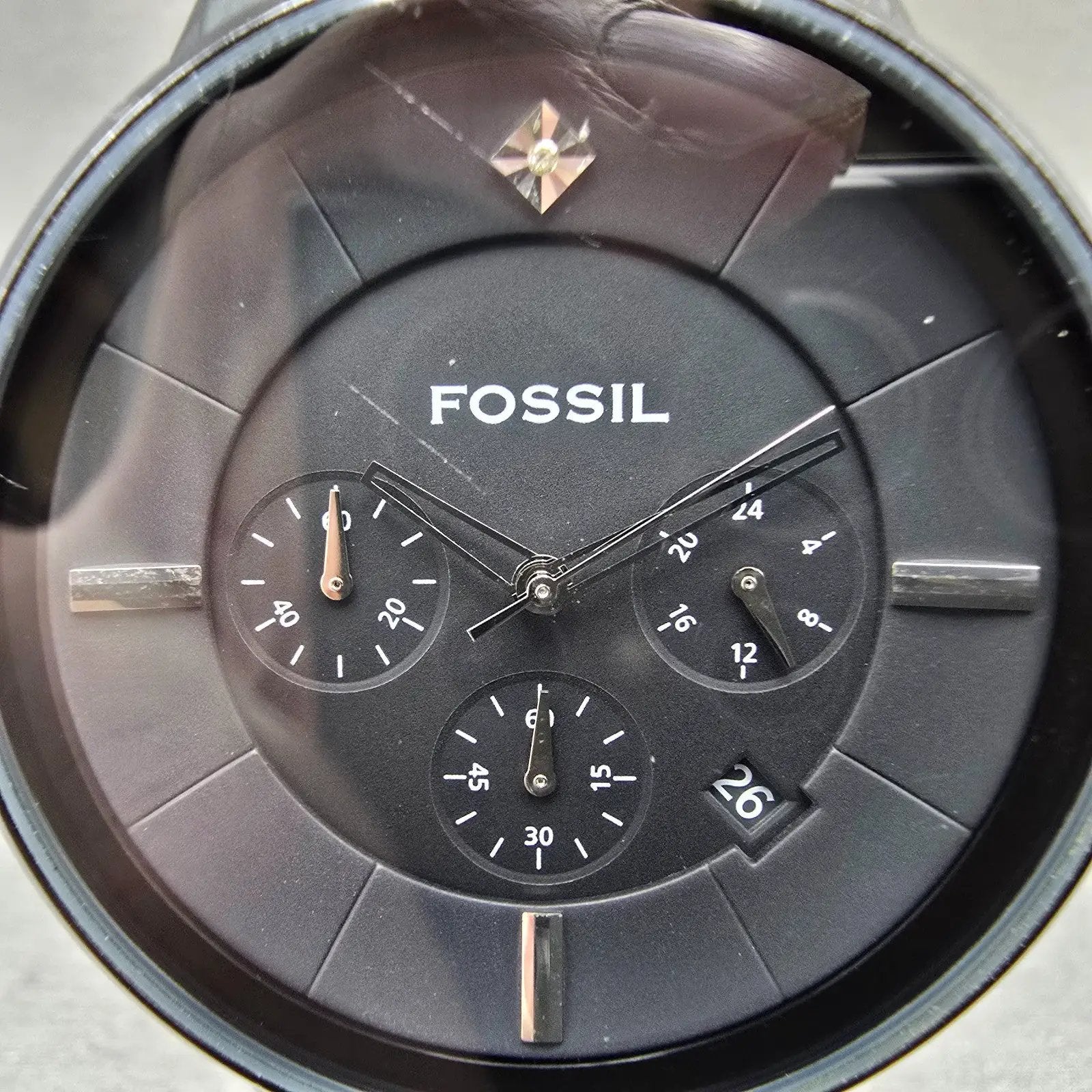Fossil Chronograph Watch Men 43mm Black Dial Black Tone FS-4344 New Battery1