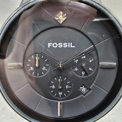 Fossil Chronograph Watch Men 43mm Black Dial Black Tone FS-4344 New Battery1