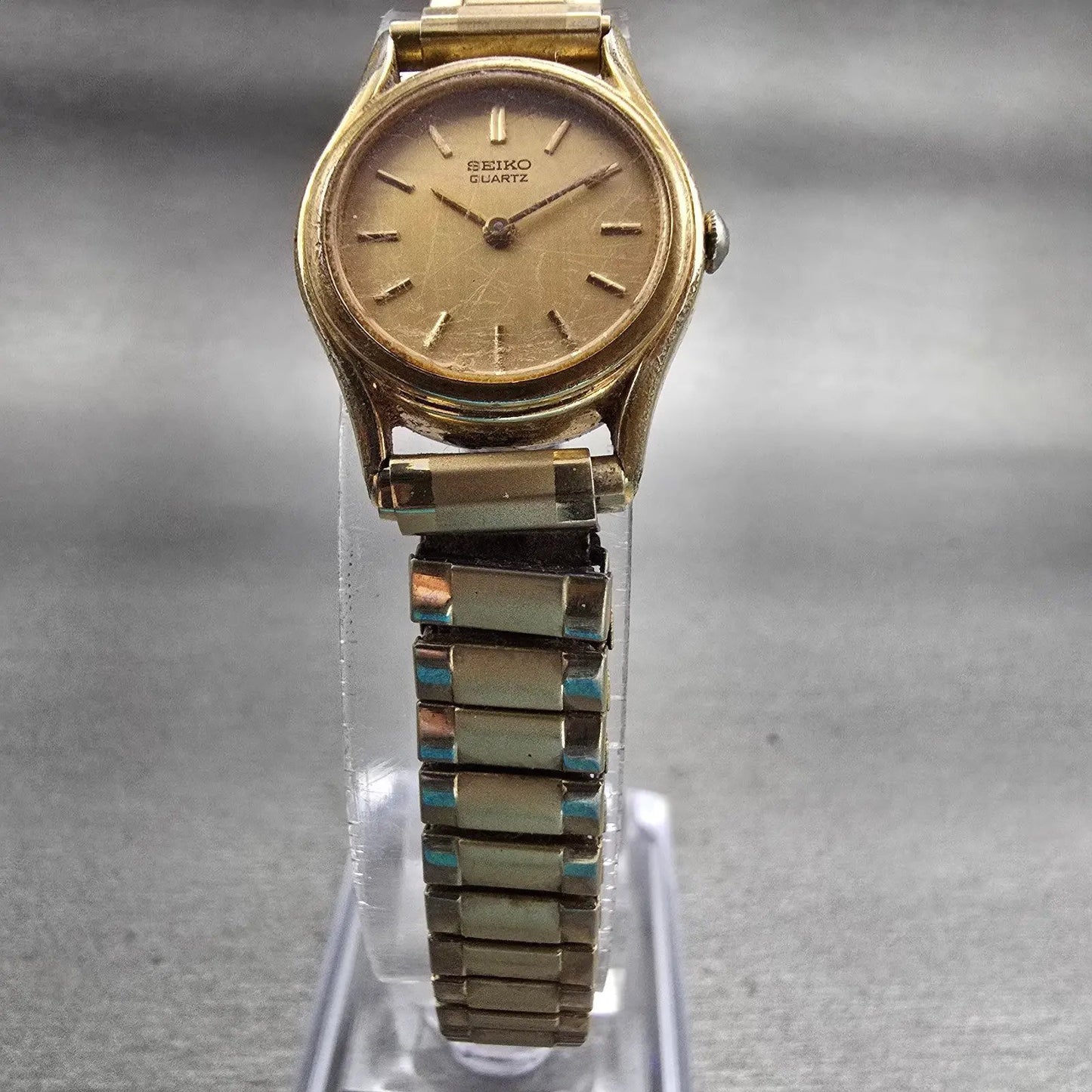 Seiko Watch Women 19mm Gold Dial Gold Tone Round 2P20-0080 New Battery Vintage5