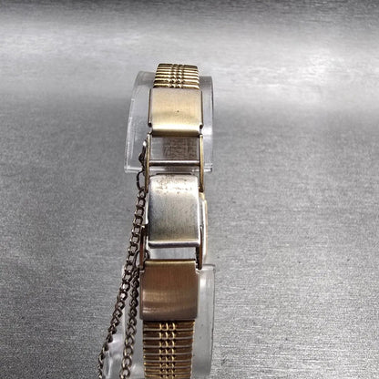 Seiko Watch Women 17mm Black Dial Gold Tone Rectangle 2B20-5000 New Battery JP237
